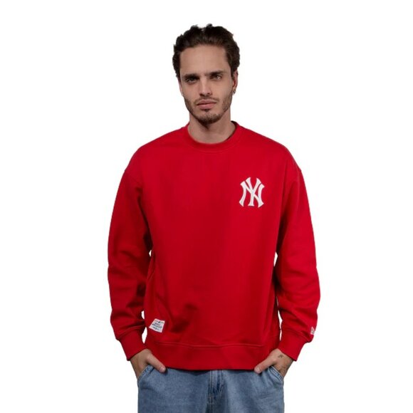 New Era New York Yankees Red Crewneck Long Sleeve MLB 3D Logo Sweatshirt Size M - Picture 1 of 10